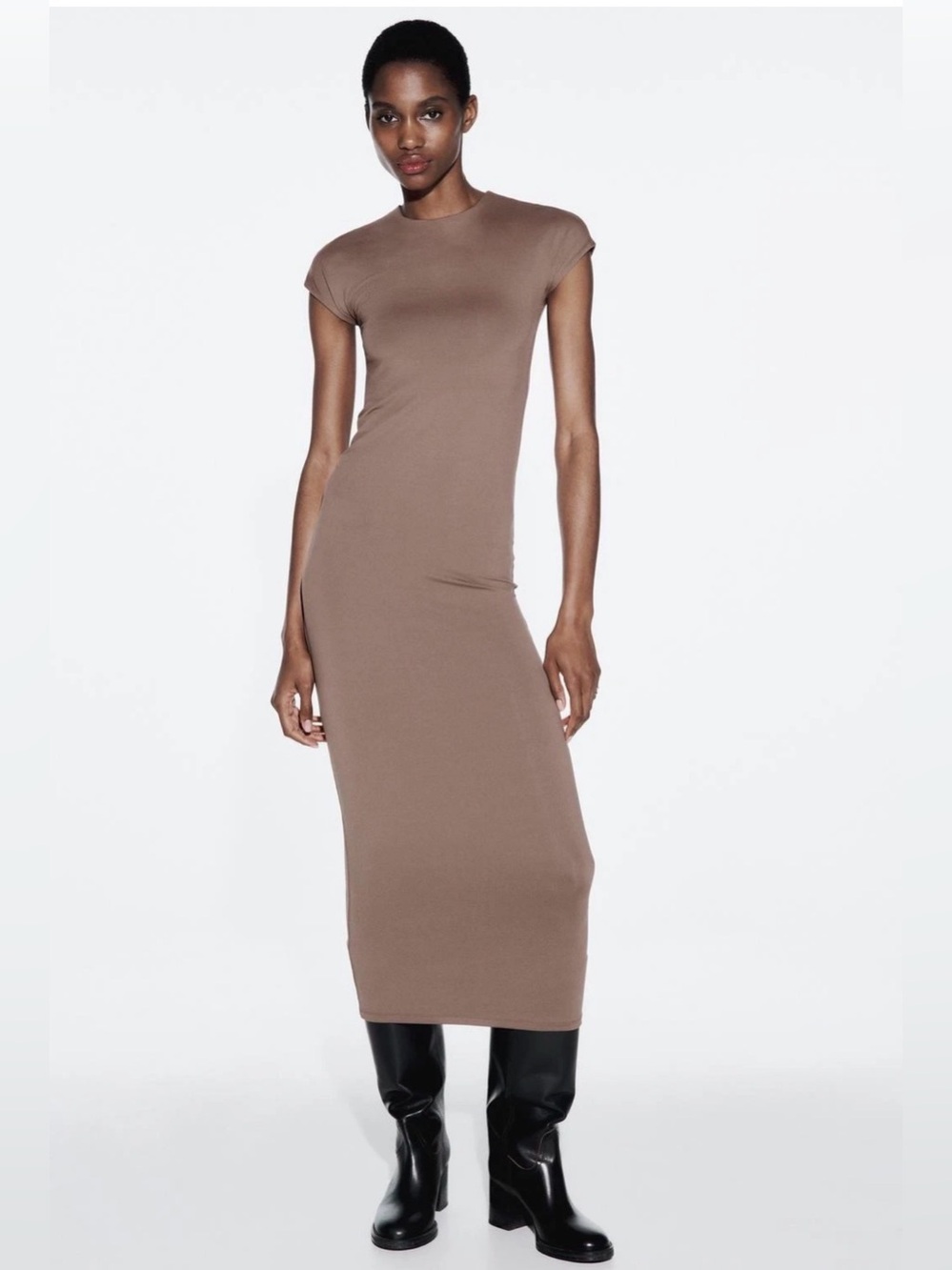 ZARA Taupe Bodycon Maxi Dress Size Small Women’s